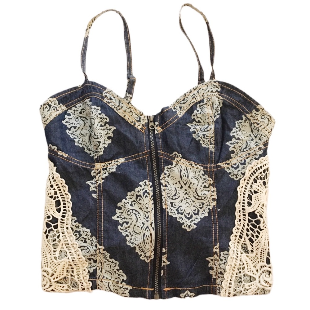 Rampage Crochet Accented Bustier Top Small Medium
